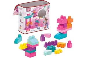 MEGA BRANDS Mega Bloks Sac Rose, Jeu de Blocs de Construction, 80 pièces, Jouet pour bébé et Enfant de 1 à 5 Ans, DCH62