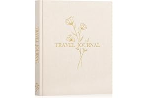 Lanpn Diario di Viaggio per Donne e Uomini, Taccuino in Lino con Copertina Rigida, Album Fotografico di Viaggio Scrapbook di Viaggio Libro dei Ricordi, Regali per Viaggiatori (Beige, 110 pagine)