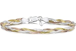 Amberta Bracelet pour Femmes en Argent 925/1000 Maille Miroir 5 mm Longueur 19 cm