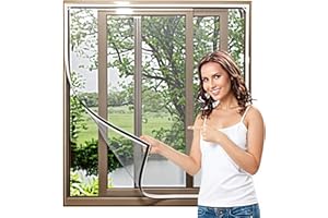 Jsdoin Magnetic Fly Screen Window, Adjustable DIY Window Fly Screen Max 110 * 120cm, Fly Screens for Windows, Magnetic Window Screen Easy Installation, no Drilling or screwing(White Frame Grey Mesh)