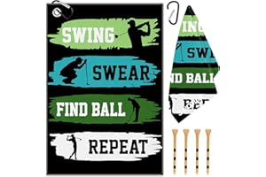 OffiEase Golf Towel With Clip For Club Bags - Men & Women Golfers Accessory, Funny Find Ball Repeat Microfiber Large Golfing Rag With 4 PCS Tees