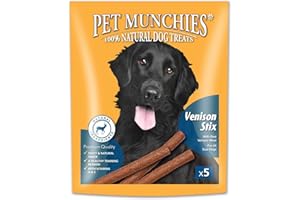 Pet Munchies Venison Stix Dog Treats, Healthy Training Treats with Natural Ingredients 50g (5 Chews)