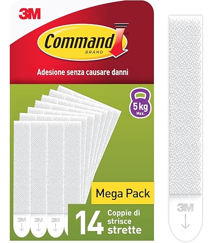 Command Kit di soluzioni 3M per appendere quadri, 8 paia di strisce da 4,5 kg e 3 ganci - 6,8 kg, 11,3 kg e 20,4 kg, elementi essenziali per camera da letto