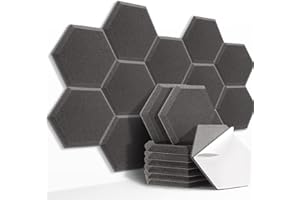 HyFanStr Schalldämmung akustikschaumstoff selbstklebend, Hexagon schallabsorber akkustikschaumstoffmatten für Tonstudio, Büro,Studio Basotect 12 Stück