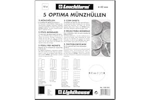 Leuchtturm 319236 Pochettes à Monnaie Optima 34-24 Compartiments Transparents pour pièces de Monnaie jusqu'à 34 mm de diamètre - Pack de 5