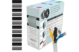 MarketConnect® Guaina Cavi Espandibile Ø 10mm, L 10mt • Raccogli e Nascondi Cavi • Ideale per Scrivania e TV • GRIGIO • MINIBOX