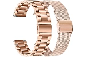 TRUMiRR Reemplazo para Garmin Vivomove 3S Correa de Reloj de Mujer, 18mm Banda de reloj de acero inoxidable de malla tejida Pulsera de correa de liberación rápida para Garmin Vivoactive 4S 40mm