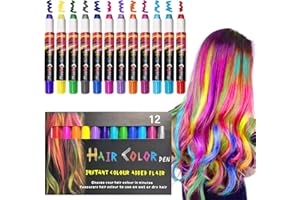 EBANKU 12pcs Craie Cheveux, Craie Pour Cheveux, Cheveux Craie, Craie Cheveux Enfant, Crayon De Cheveux Lavable, Craie de Cheveux, Couleur De Cheveux Temporaire Pour Carnaval, Noël Fête