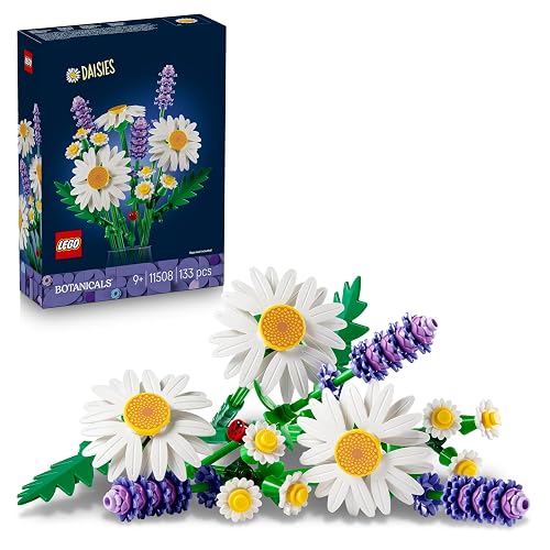 LEGO Botanicals Daisies - Artificial Flower Bouquet - Gift for Mother's Day incl. Faux Daisies & Lavender - DIY Bedroom Decor - Crafts Kit for 9+ Year Old Girls & Adult Flower Lovers - 11508