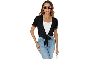 Famrrifuu Coprispalle Donna Elegante Chiffon Cardigan Leggero Estivo Manica Corta Giacca Casual Bolero Corto
