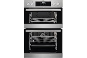 AEG 6000 Built In Electric Double Oven DEB331010M, Multilevel Cooking, 66L Main Capacity, 875x560x550 mm, Enamel Cleaning, LED Display, Stainless Steel