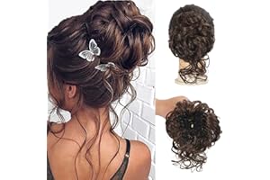 SDZNYQT Claw Messy Bun Hairpieces Clip Wavy Curly Chignon Clip in Hairpieces Tousled Updo Doughnut Bun Synthetic Hair Ponytail for Women Girls
