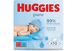‎HUGGIES Huggies Feuchttücher Pure Baby Pflegetücher, 10er Pack (10x 56 Stück)