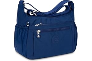 WACCET Sac Bandoulière Femme Grand, Sac à Main Bandoulière Nylon Imperméable avec Bandoulière Réglable Multi Poches Sacoche à Bandoulière Femme pour Voyages Usage Quotidien Travail