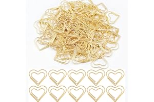 YERIA 150 Clips de Papel Corazón Clip de Papel Grande Oro Clips Oficina en Forma de Corazón Motivo Amor Clips Corazón Foto Fastener Para Postales Oficina y Papeleria Escuela Material Oficina