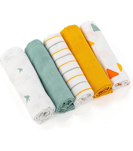 Copertine Mussola Neonato 100x100cm - 3 Pack, Cotone Morbido, Avvolgenti, Unisex - Foto 8