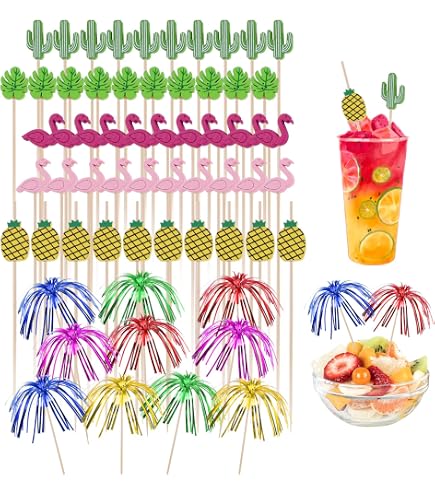 100 Cocktailspieße Mit Meerestier-Motiven – Delfin, Hai, Fisch, Aus Bambus, Für Partys & Deko