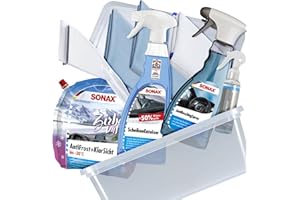 RED WASH Auto Winter Set Box - 8 teilig - SONAX: Scheiben Enteiser 750ml, AntiBeschlag Spray 500ml, Antifrost Scheibenwischwasser 3L - Koch Chemie Speedglass Glasreiniger 140ml + Eiskratzer + 3x Mikrofasertuch