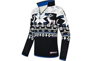 ‎NEBULUS Nebulus Herren Strickpullover Fria, Warmer Strick Pullover mit Kunstfell & Stehkragen, Pulli mit Reißverschluss im Norweger Look