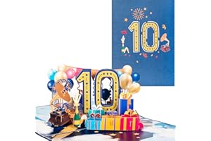 ANEWISH 3D Pop-up kartki z życzeniami na urodziny,Karta dla dorosłych na 10 lat,Uniwersalne bilety rocznicowe z postami i kopertami,Rocznica pocztówki na wesele,Przyjaźń i Praca