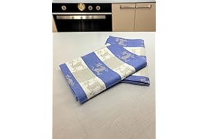 ‎GER3AS Ger3as 2er-Set: Gourmet Geschirrtücher Küchenhandtücher Leinen/Baumwolle Handtücher Tücher 50x70 cm Halbleinen Stonewashed Jacquard oder Bedruckt (Jacquard-handtüche Katzen Blau)