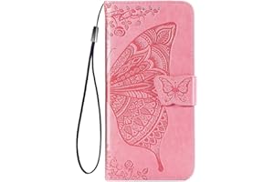 TANYO Funda Folio con Mariposa para el Xiaomi MI 11 Lite (4G / 5G / 5G NE), Carcasa PU/TPU Cuero Billetera con Efectivo y Tarjetas Ranuras, Leather Case Cover Estuche - Rosado