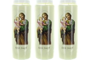 PALAIS DU ROSAIRE Lot de 3 Bougies de neuvaine de Saint Joseph 17,5cm - Bougie Neuvaine - Culte Chrétien en Cire végétale