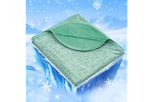IKALIFE Kühldecke Leichte Kühlende Decke - 2 in 1 Doppelseitige Sommerdecke Q-Max>0,5 Dünne Selbstkühlende Decke Sommer Cooling Blanket zum Schlafen Kältedecke für Menschen Bett 150 x 200 cm Grün