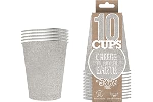 ORIGINAL CUP Pack de x10 Gobelets Scintillants Argent | Gobelets Américains Argentés 53cl avec Paillettes | Beer Pong Qualité Premium | Verres Recyclables Ultra Résistants en Carton | Créé par OriginalCup®