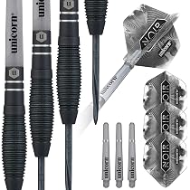 Fléchettes Tungstène 90% Unicorn – Modèle Callan Rydz « The Riot », 25g, Pointes Volute Noires