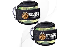 DMOOSE FITNESS DMoose sangle cheville musculation poulie - Anneaux en D noirs enduits résistant à la rouille pour les exercices de Kickbacks, de fessiers, d'extensions de jambes, de curls, d'abducteurs de hanches pour hommes et femmes.