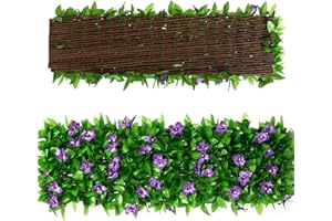 Bavokon Vegetación Sintética Expandible,Celosia para Balcon,Terraza,Jardin o para Interior Color Ver,para Obtener Privacidad Sin Perder Estética,Pantalla Cerca Privacidad Falsa Expandible