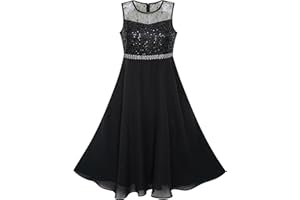 Sunny Fashion Girls Dress Rhinestone Chiffon Bridesmaid Dance Ball Maxi Gown Age 6-14 Years