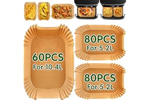 SENZJX 220 pezzi di carta da forno per Ninja Foodi Flexdrawer – Compatibile con modelli AF500EU & AF500DE – Resistente al calore – Include 60 pezzi per 10,4 l e 160 pezzi per 5,2 l