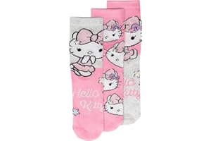 United Labels Hello Kitty Lot de 3 paires de chaussettes de sport pour fille Rose/gris