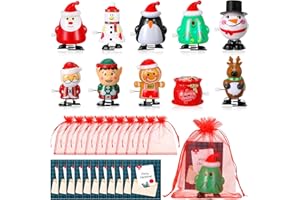 Harrycle 30 Stück Weihnachten Aufziehspielzeug Nikolaus Schneemann Elch zum Aufziehen Lustige Weihnachten Aufziehfiguren mit Geschenkbeuteln und Grußkarten Weihnachtsfeier Mitgebsel Strümpfe Füllung