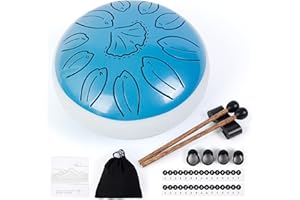 Amkoskr Tambour de pluie pour l'extérieur, 15,2 cm, 11 notes, tambour à languettes d'acier en Do majeur, instrument de percussion en acier pour yoga, méditation, éducation musicale, cadeau