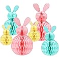 MAMUNU 6 PCS Easter Hanging Decorations, Rabbit Honeycomb Ball Pendant Decoration Hanging Bunny Pendant Ornament Easter Party Favors