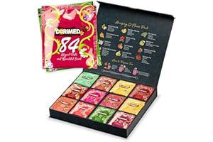DORIMED Cofanetto Scoperta e Degustazione - Assortimento di 12 Tè e Infusi Aromatizzati (84 bustine singole) - Tè Nero/Bianco/Verde/Matcha/Earl Grey/Oolong/Pu-Erh - Confezione Regalo - Tisane