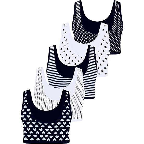 Lot De 4 Soutiens-gorge De Sport Pour Filles 8-14 Ans - Coton Doux, Sans Armatures, Bretelles Larges