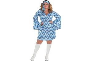 amscan 847830-55 Adults New Disco Lady Fancy Dress 60s 70s Costume (UK Dress 16-18)