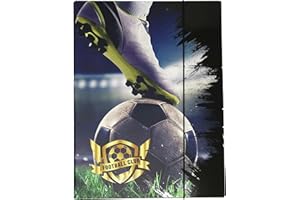 THEONOI Sturdy Children's Box, File Box, Folder for School Bag, Dossier Folder with Elastic Strap and Inner Flaps DIN A4 for Boys and Girls (Football)