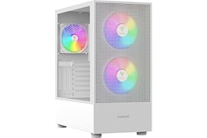 GAMDIAS TALOS PC Case, EATX Gaming Mid Tower, Pre-install 3 PWM ARGB Fan, Tempered Glass Side Panel, Airflow Mesh, Support Dual 360 & Type-C, White