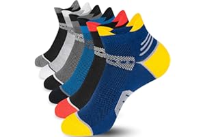 Niofind Męskie Skarpety do Kostek, 6 Par Oddychających Bawełnianych Krótkich Skarpet, Amortyzowane Skarpety Sportowe dla Mężczyzn i Kobiet do Biegania Piesze Wycieczki, Jazda na Rowerze