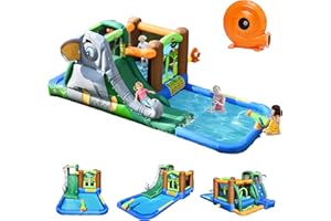 GOPLUS Castello Gonfiabile per Bambini con Compressore, Borsa di Trasporti e Accessori Completi, per Bambini (525x300x200 cm)