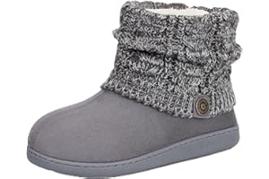 FamilyFairy Women's Bootie Slippers Warm Memory Foam House Shoes for Indoor Outdoor Winter