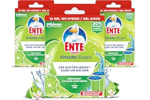‎WC-ENTE WC-Ente Frische-Siegel Nachfüller, körbchenloser WC-Reiniger, WC Duft, Lime, 3 x 2 Nachfüller (6 Stück)