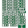 CVANU FIRE EXIT - Safety Sign Board With Running Man With Arrow (Up Down Right Left symbol), EMERGENCY EXIT Sticker With Safety Message-Green colour