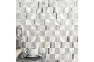 BeNice Stick on Tiles Kitchen,Tile Stickers Self Adhesive Wall Tiles Metal Mosaic Backsplash(Rustic Gray 10sheets)