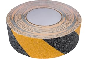 PROLAC BESCHRIFTUNGEN PROlac Anti-Rutsch-Klebeband (50 mm × 18 m) | Selbstklebendes Antirutsch Band in Gelb/Schwarz | Anti-Rutsch-Tape als Treppen-Rutschschutz, Griptape-Skateboard | Haftet auf Beton/Holz/Metall/Kunststoff